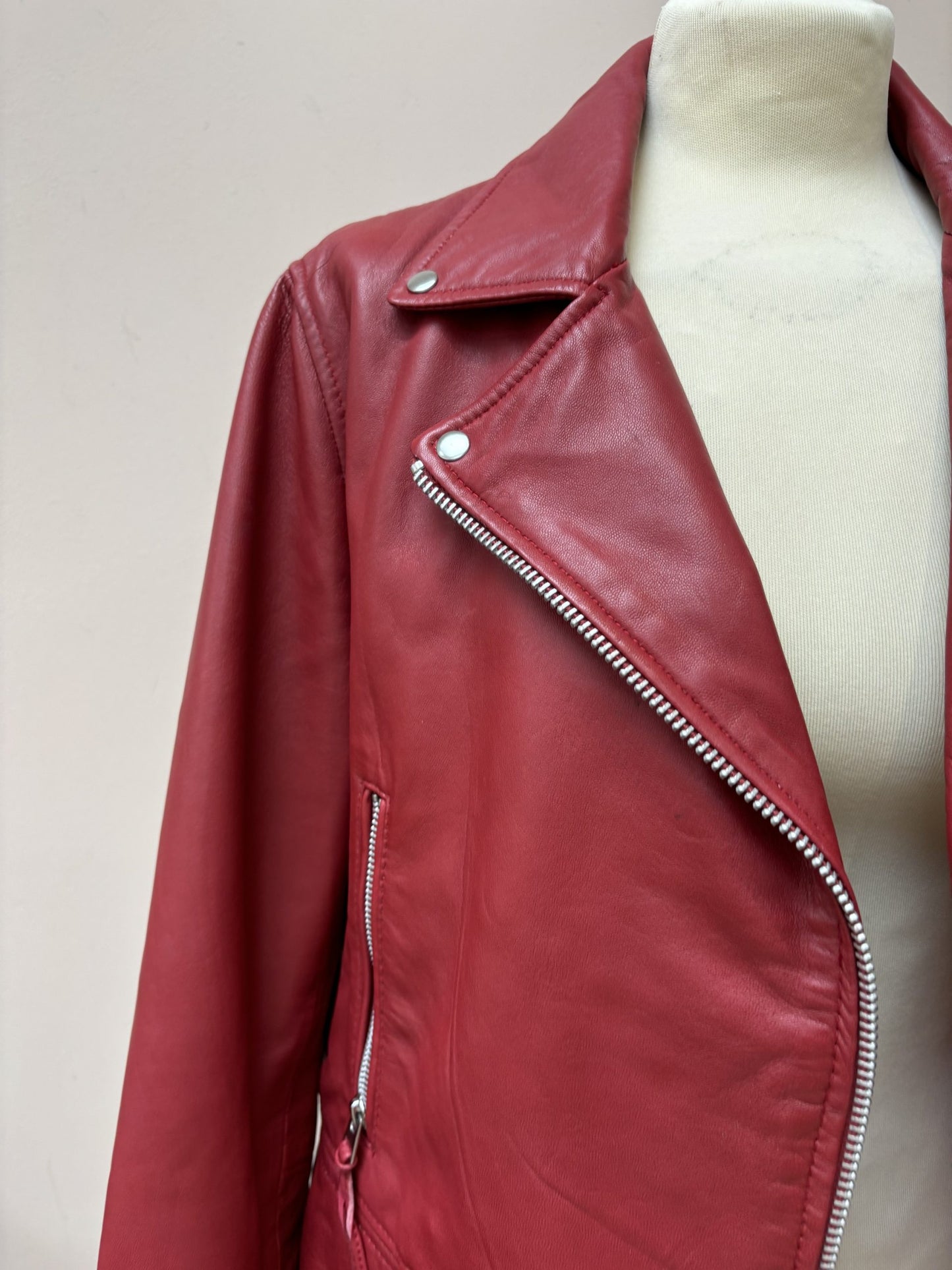 Red leather jacket size 12