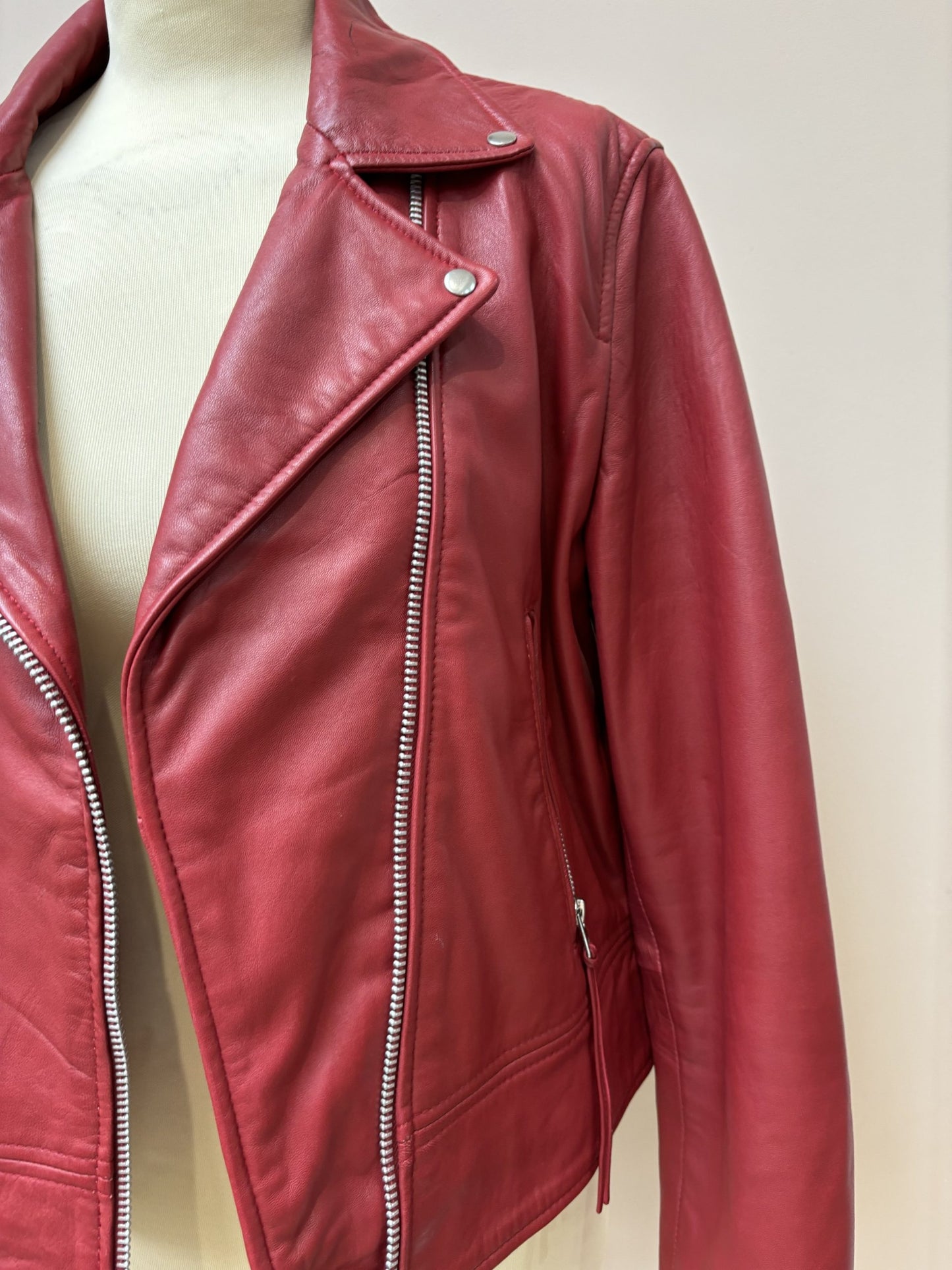Red leather jacket size 12
