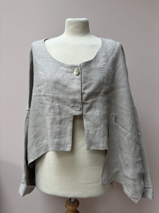 Linen jacket with side pocket One Size