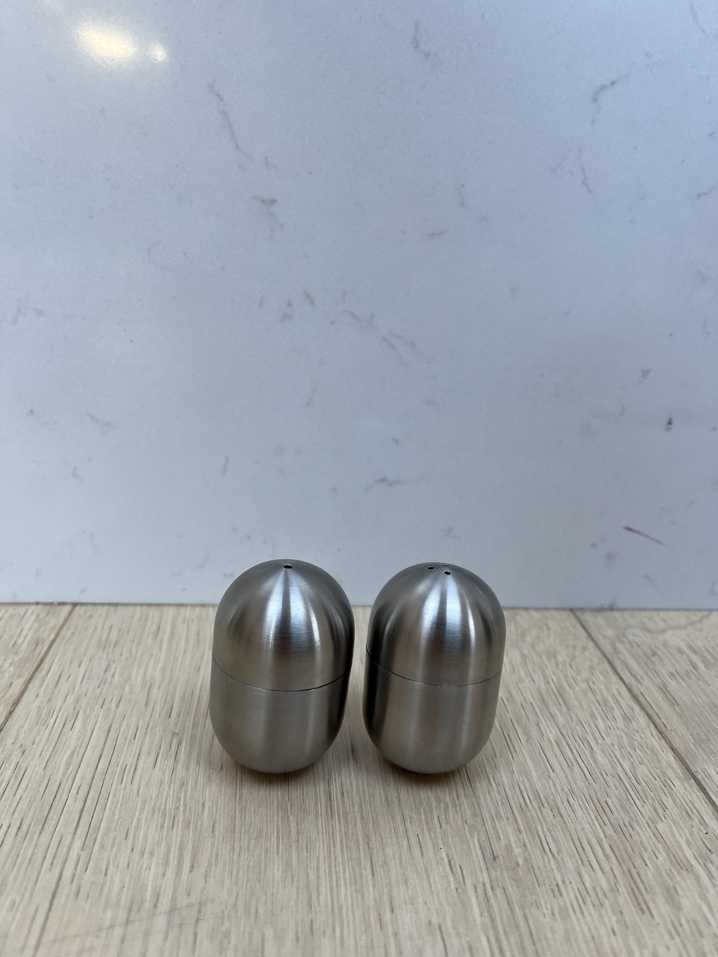 Philippi brushed stainless steel salt and pepper shakers