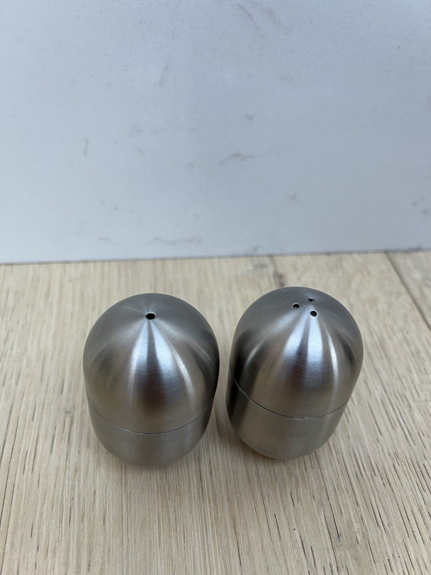 Philippi brushed stainless steel salt and pepper shakers