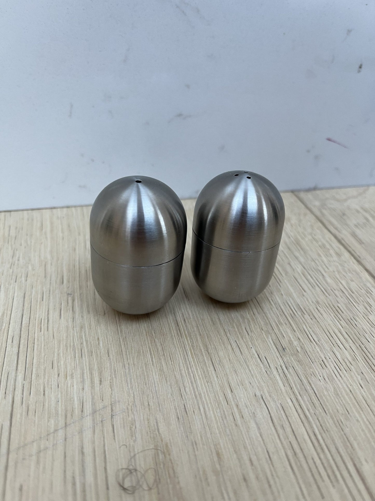 Philippi brushed stainless steel salt and pepper shakers