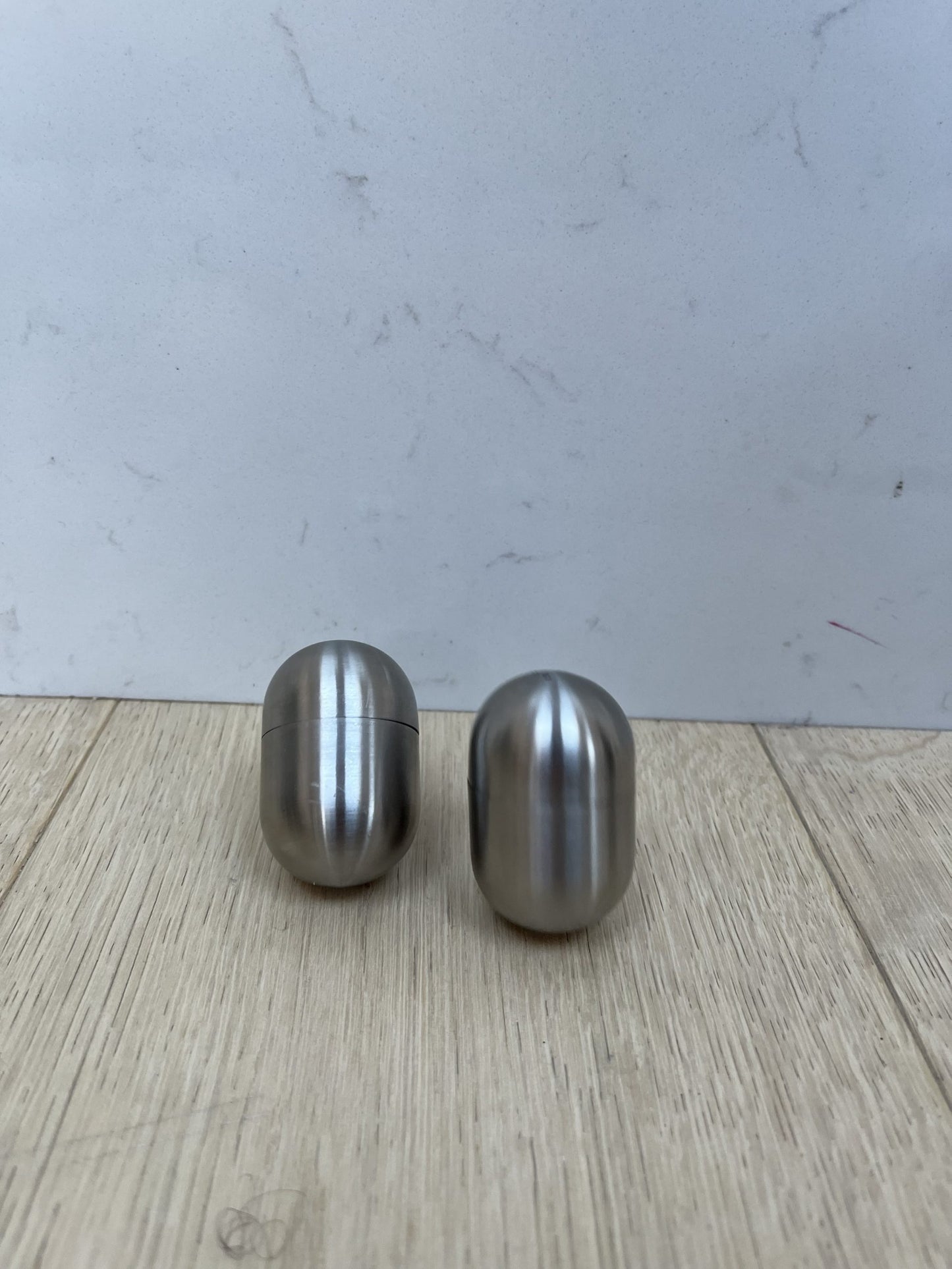 Philippi brushed stainless steel salt and pepper shakers