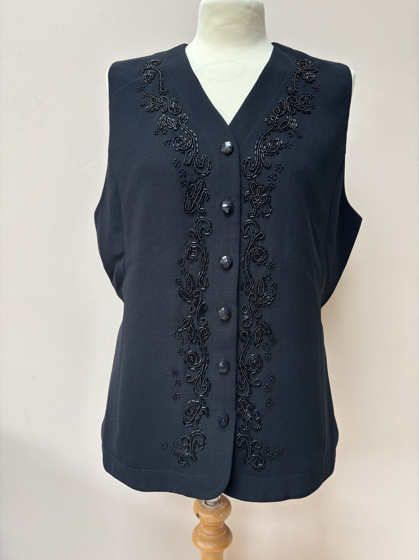 Vintage black embellished waistcoat size 10/12