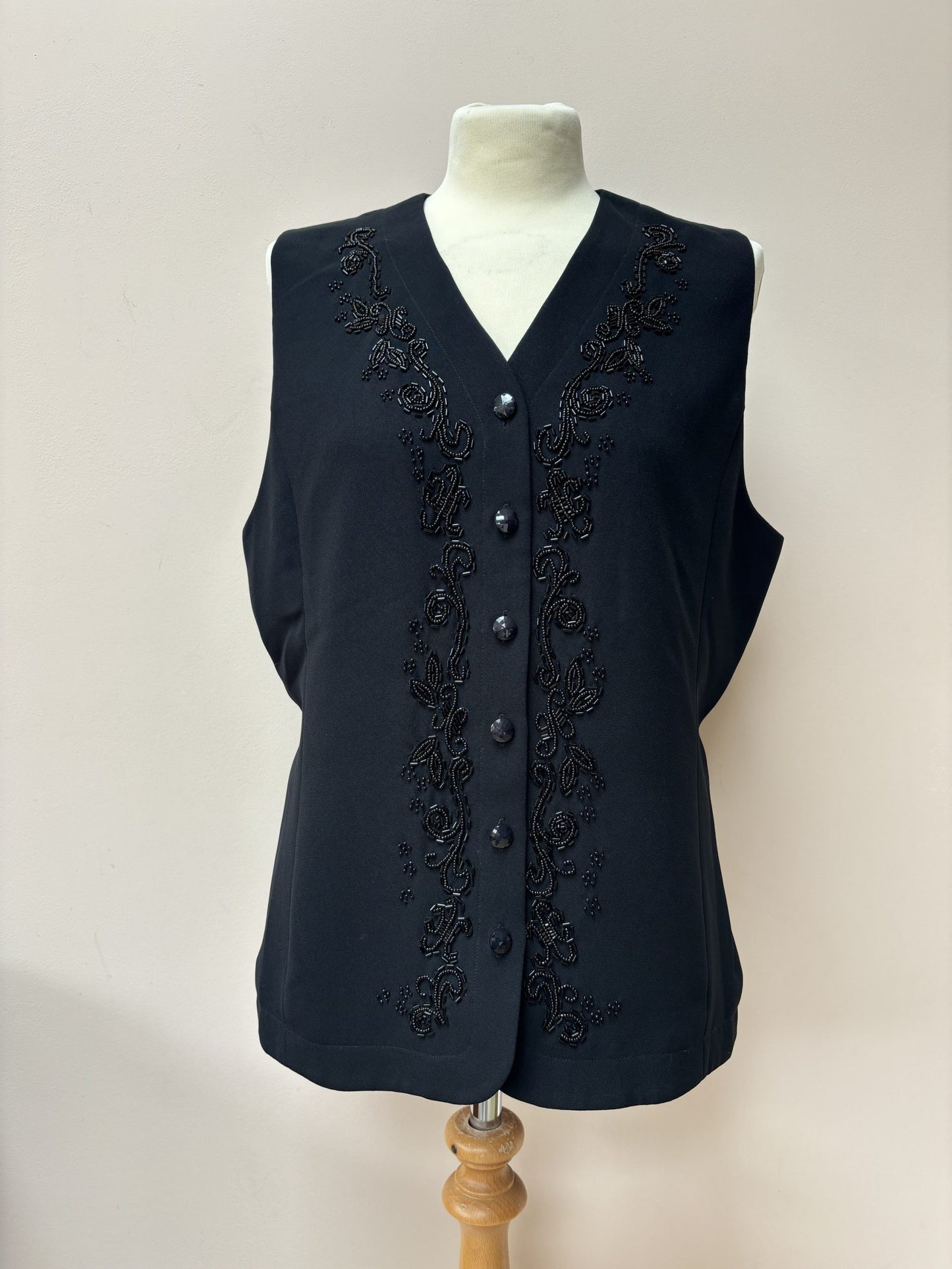 Vintage black embellished waistcoat size 10/12
