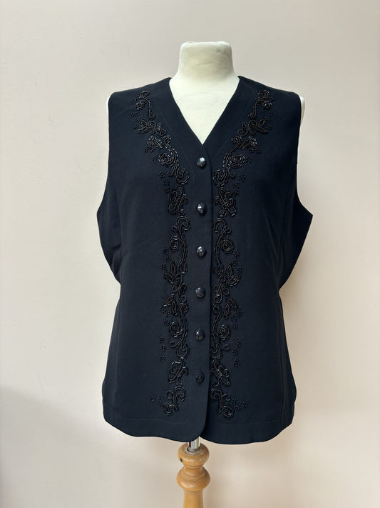 Vintage black embellished waistcoat size 10/12