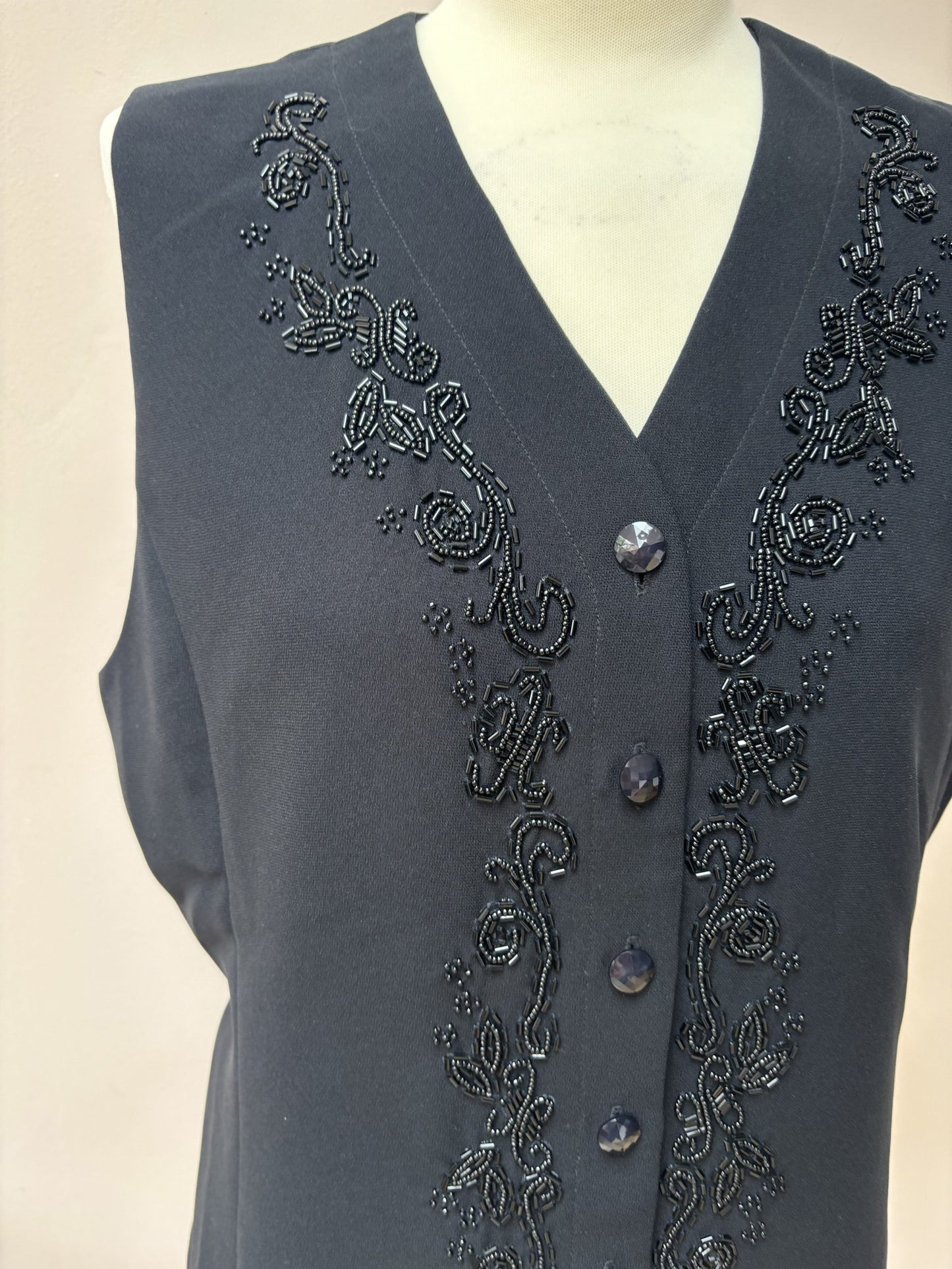 Vintage black embellished waistcoat size 10/12