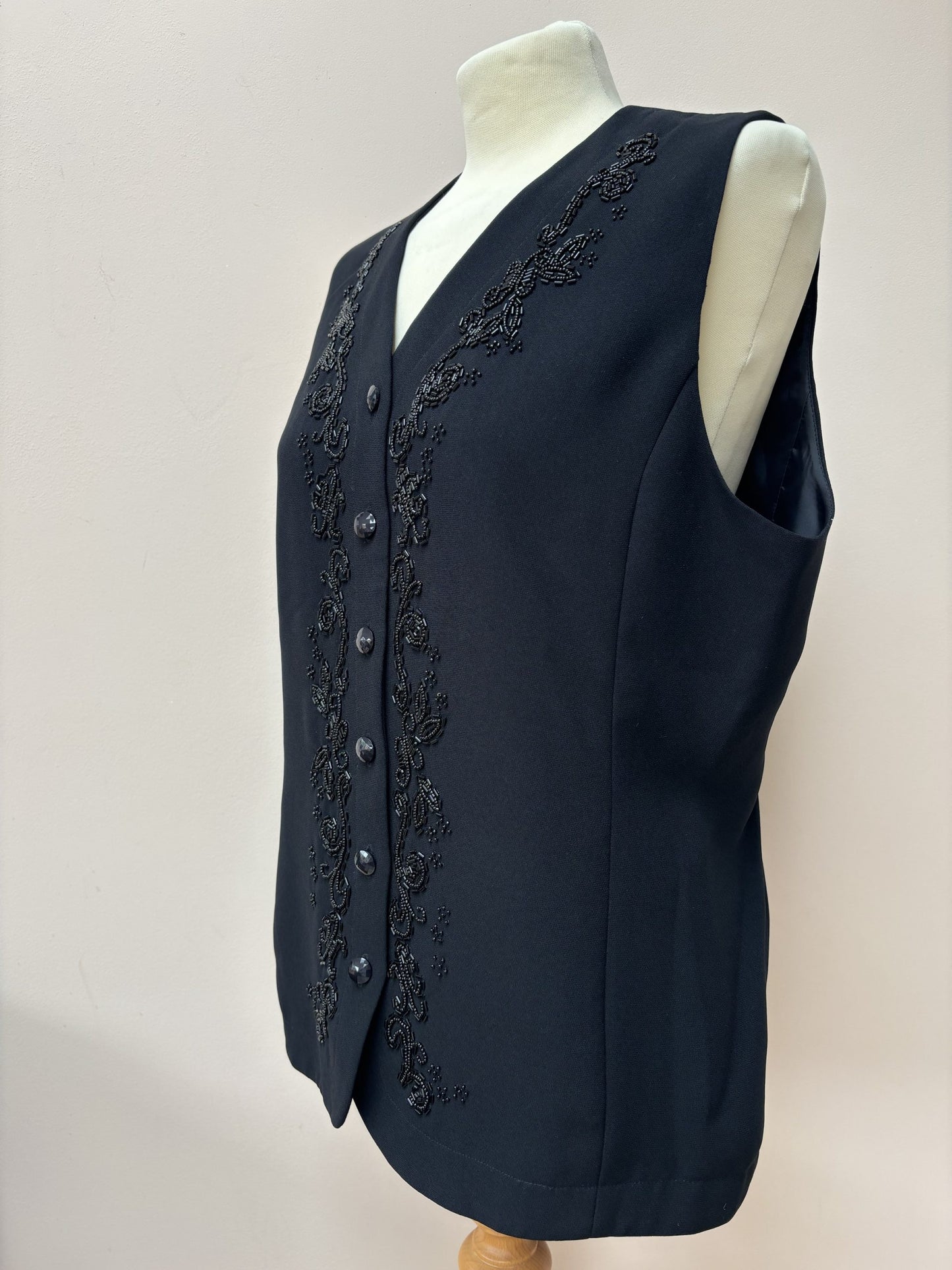 Vintage black embellished waistcoat size 10/12