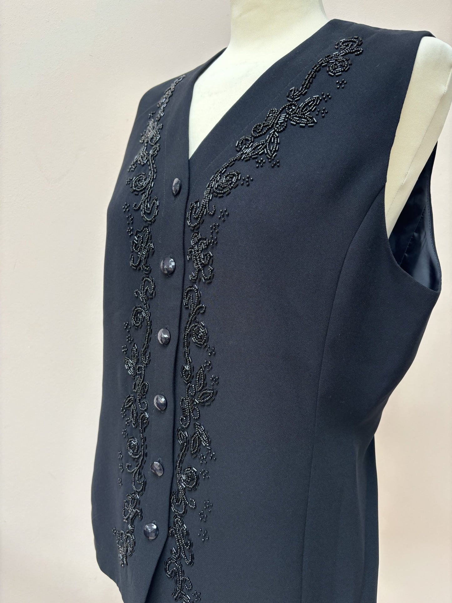 Vintage black embellished waistcoat size 10/12