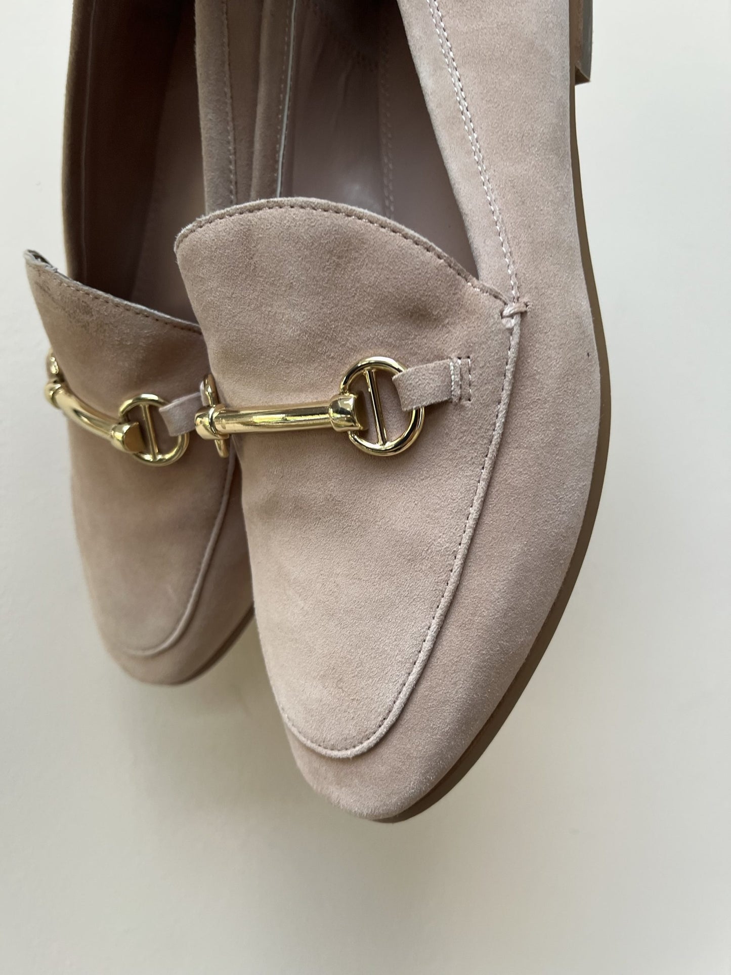 Suede sand loafers size uk5