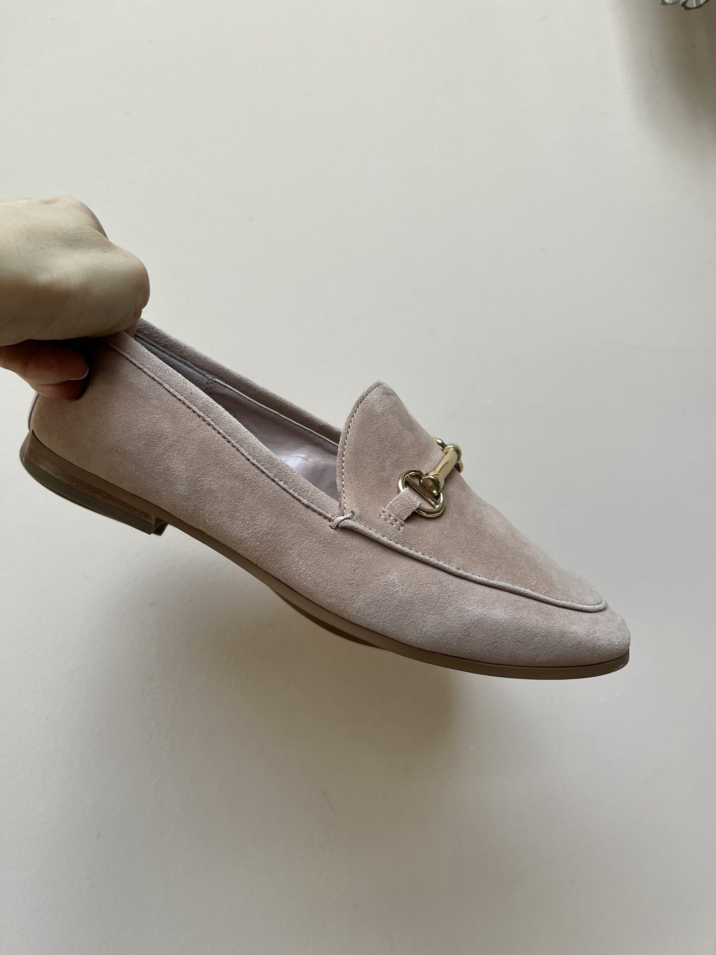 Suede sand loafers size uk5