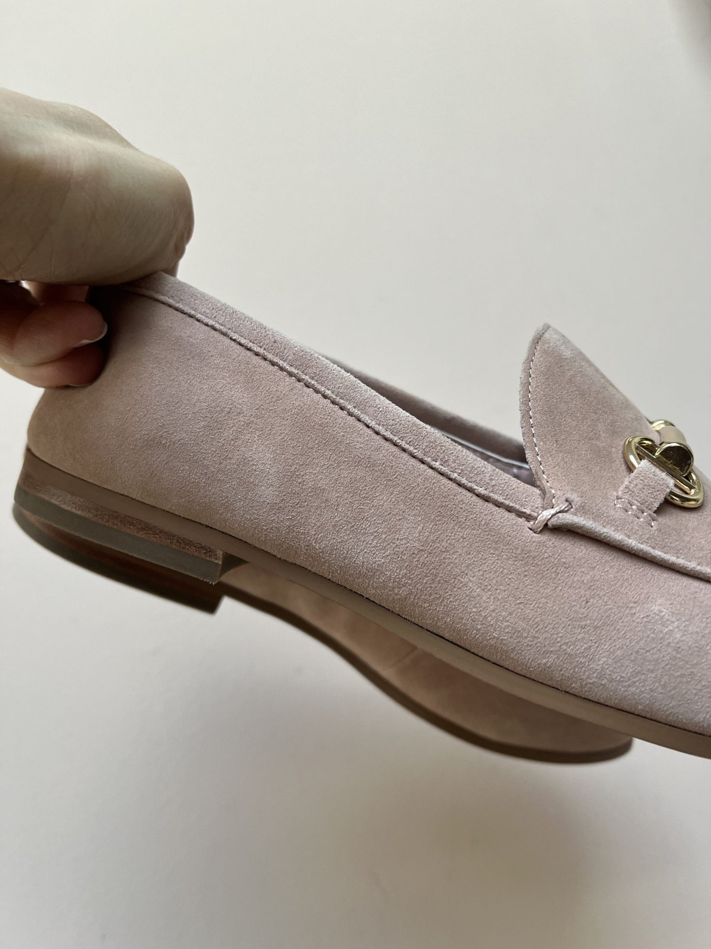 Suede sand loafers size uk5