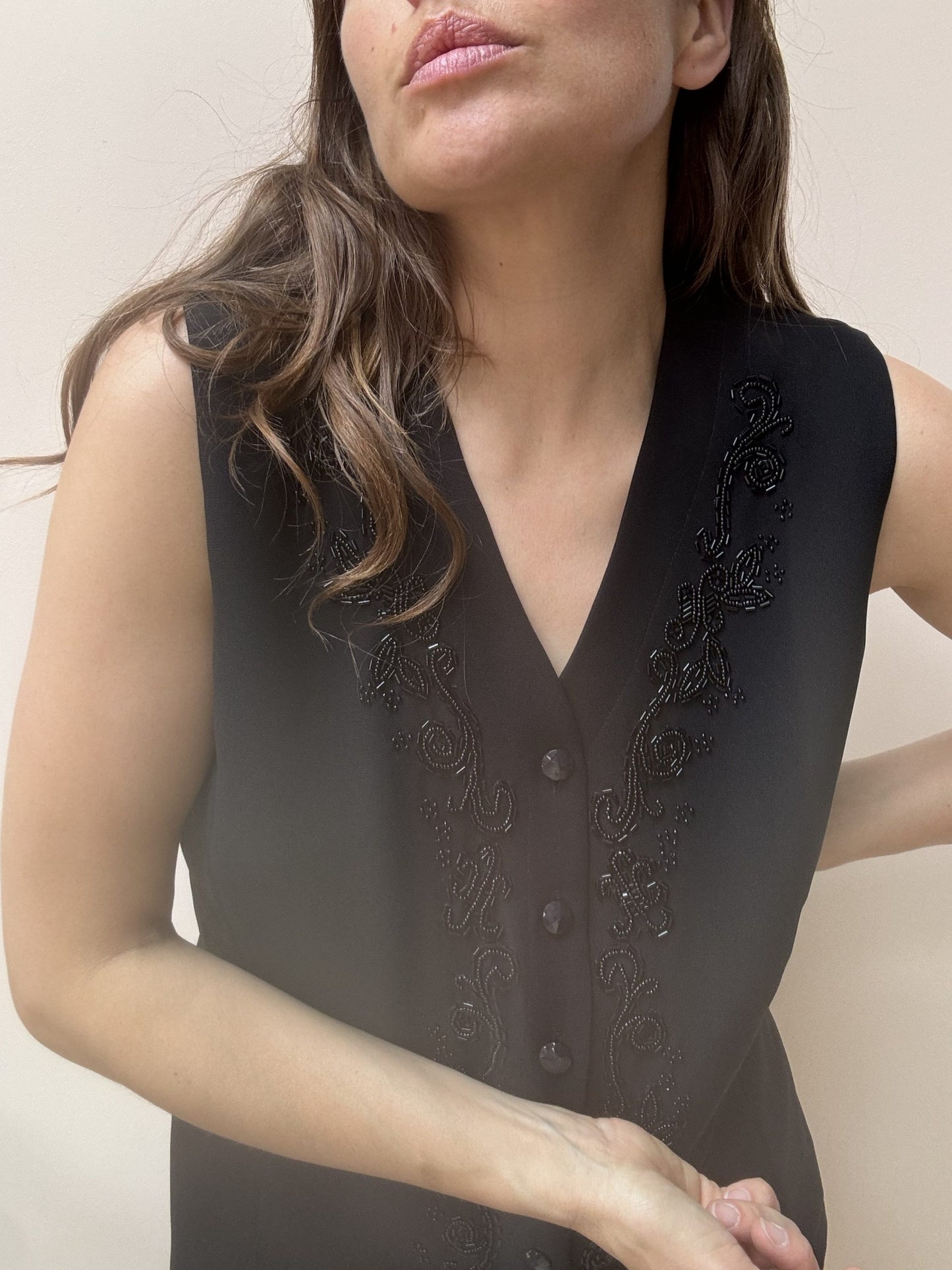 Vintage black embellished waistcoat size 10/12