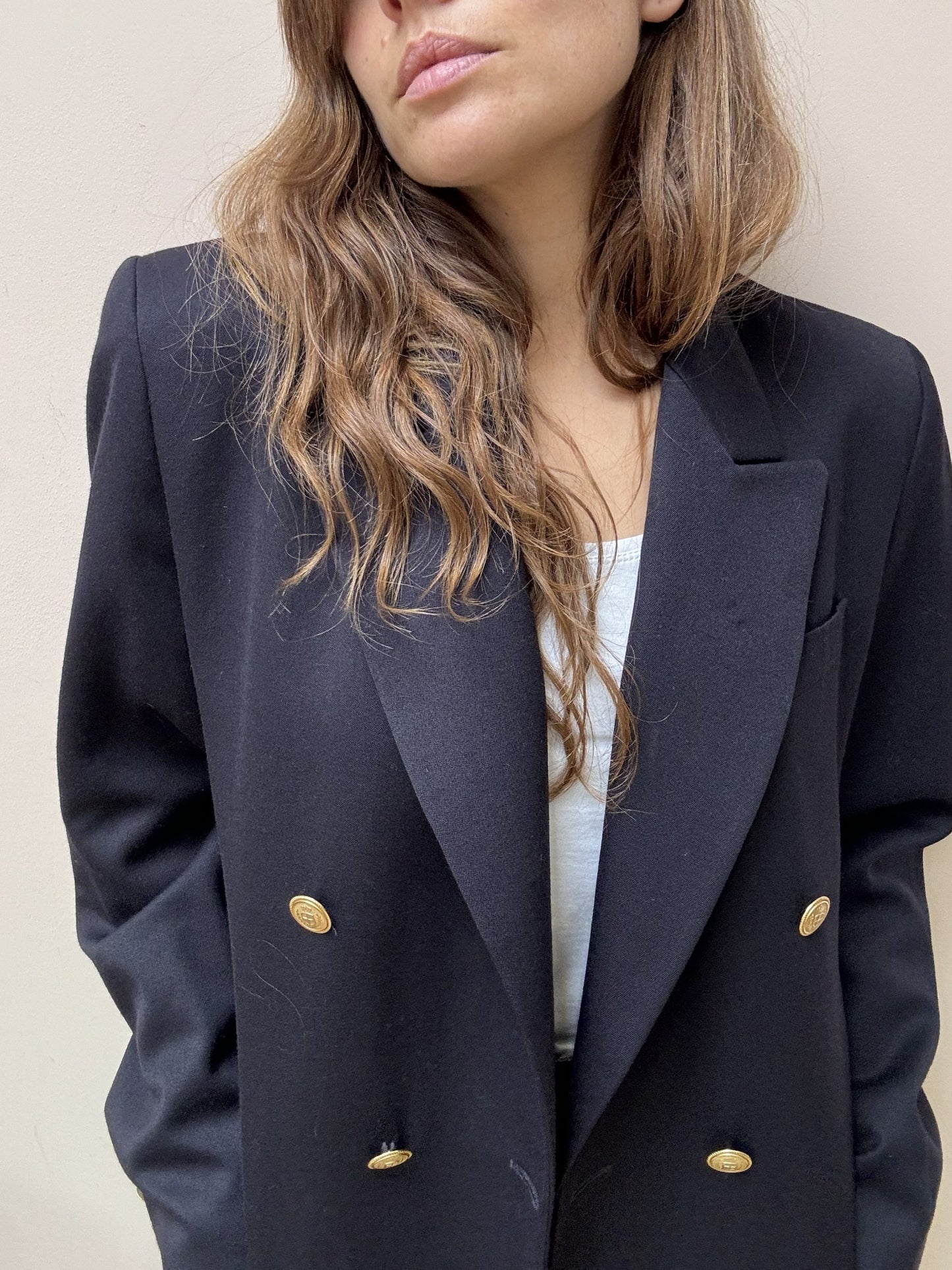 Vintage navy pure new wool blazer size 12/14