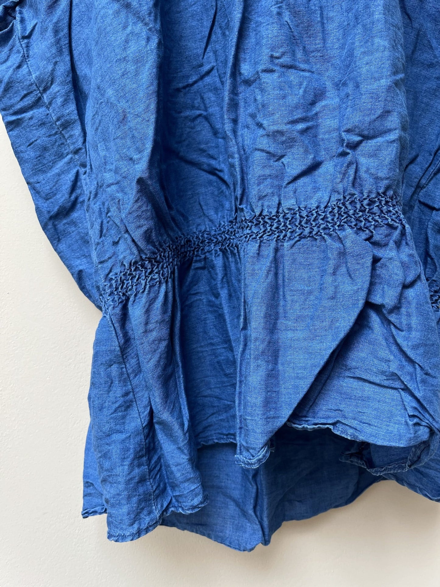 Blue denim ruffle neck top size 10/12