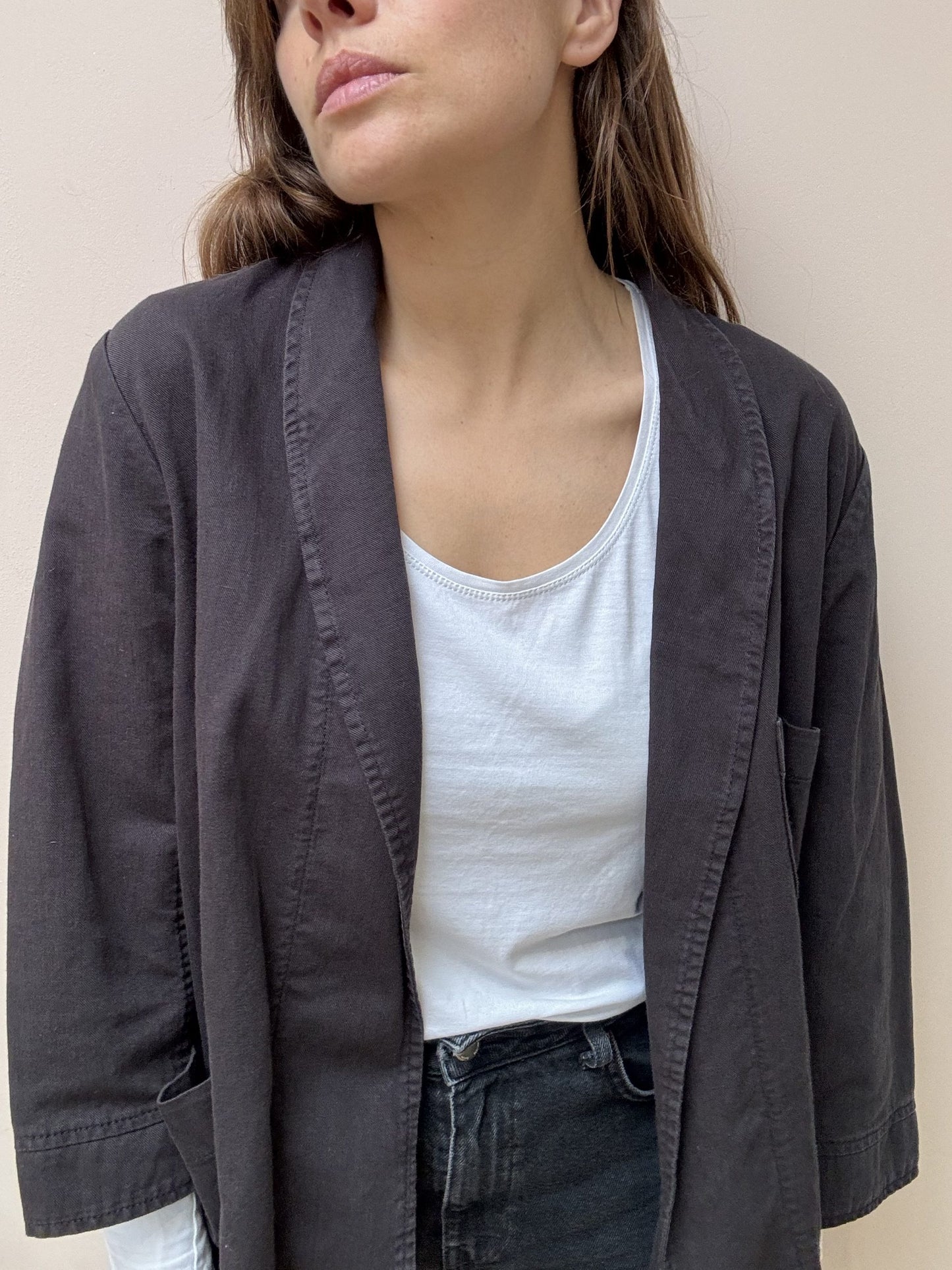 Navy cotton linen mix worker jacket size 10/12