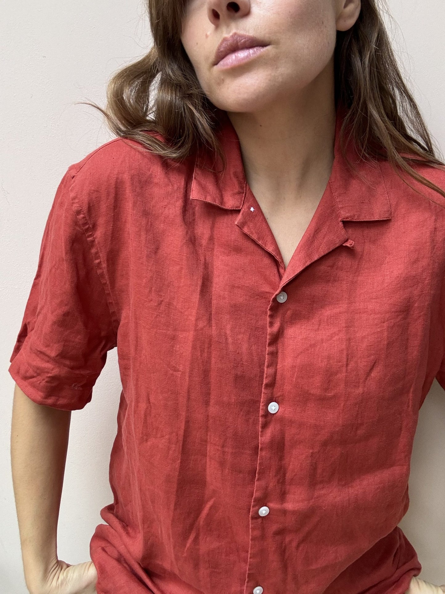 Rust linen shirt size M
