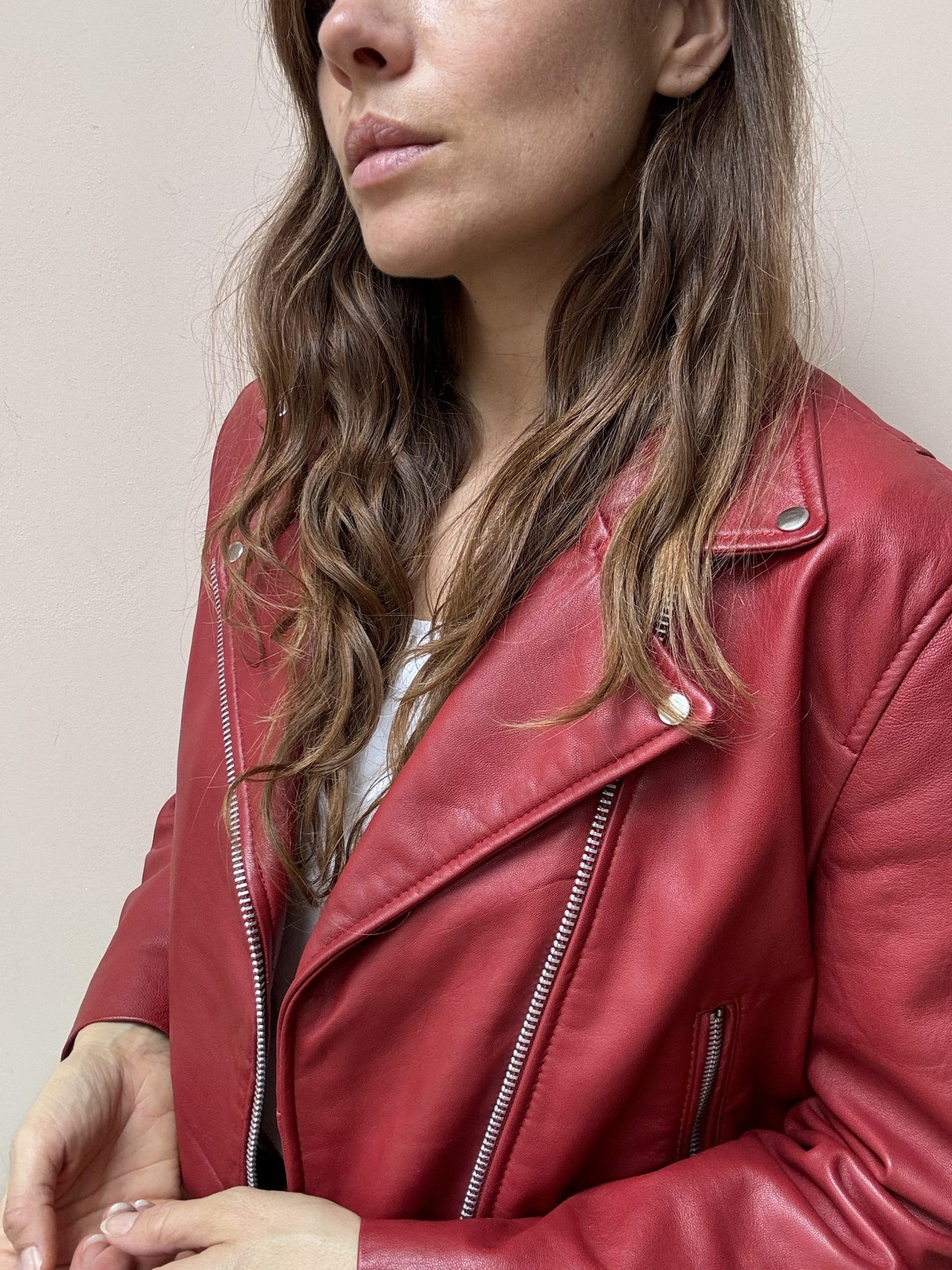 Red leather jacket size 12