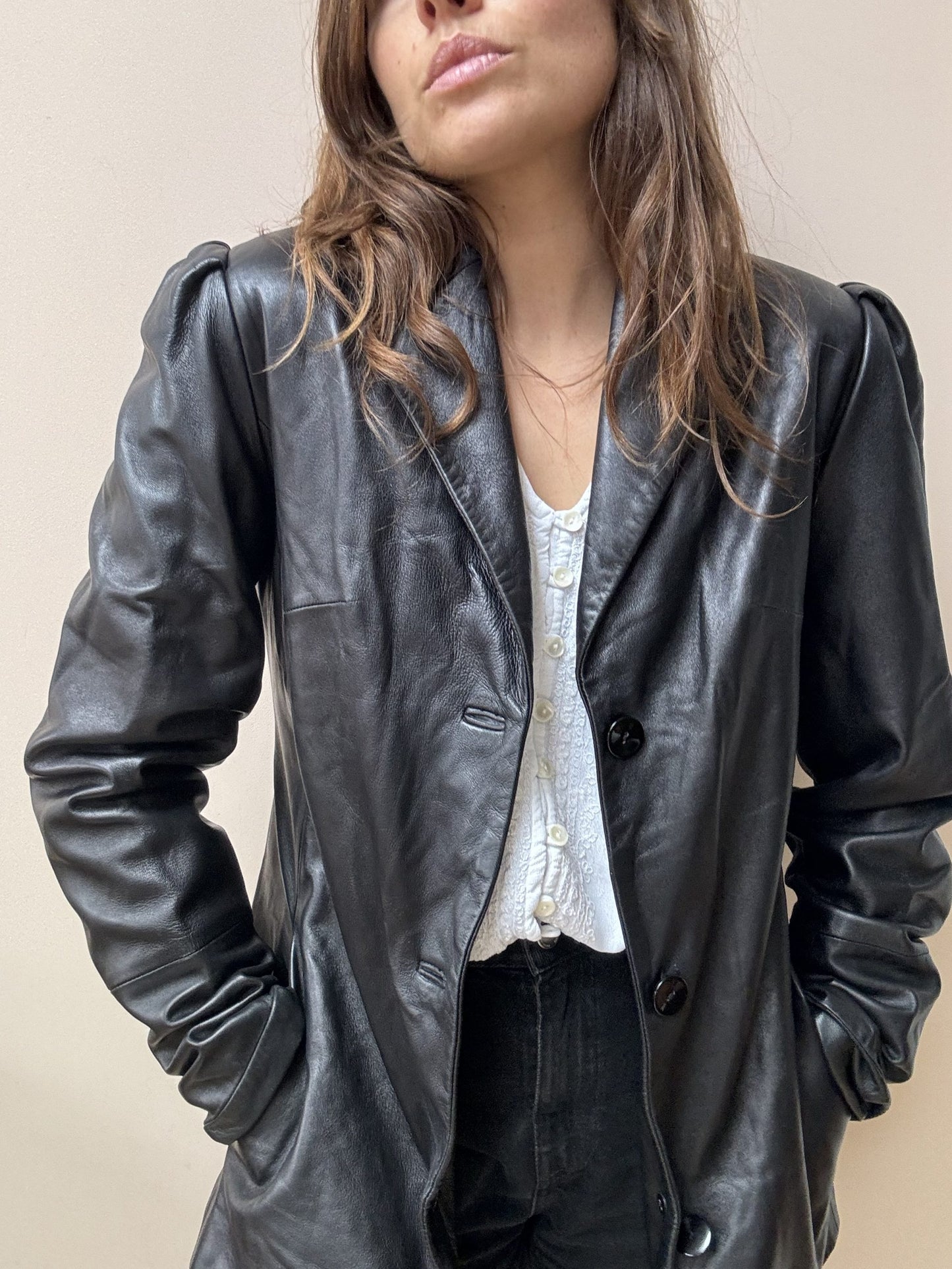 Stunning soft black leather blazer size 10/12