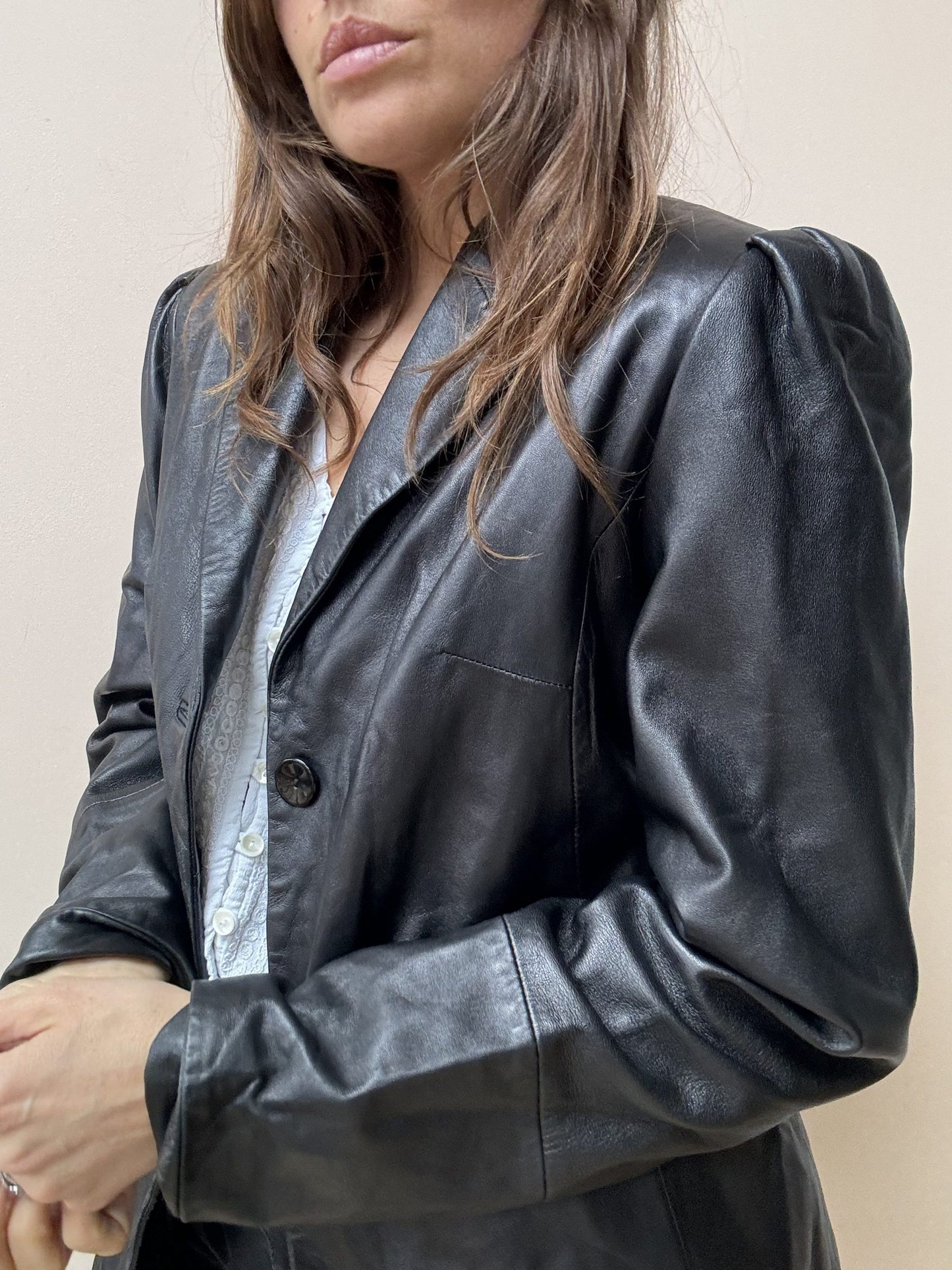 Stunning soft black leather blazer size 10/12