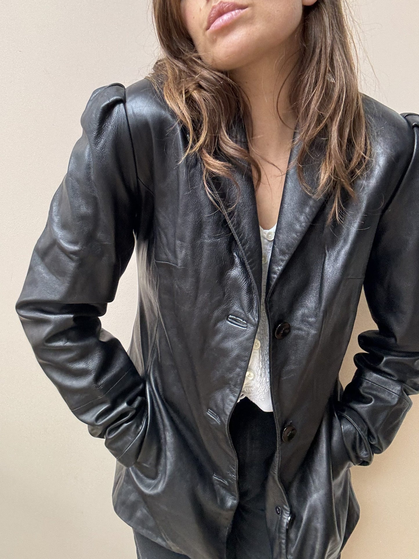 Stunning soft black leather blazer size 10/12