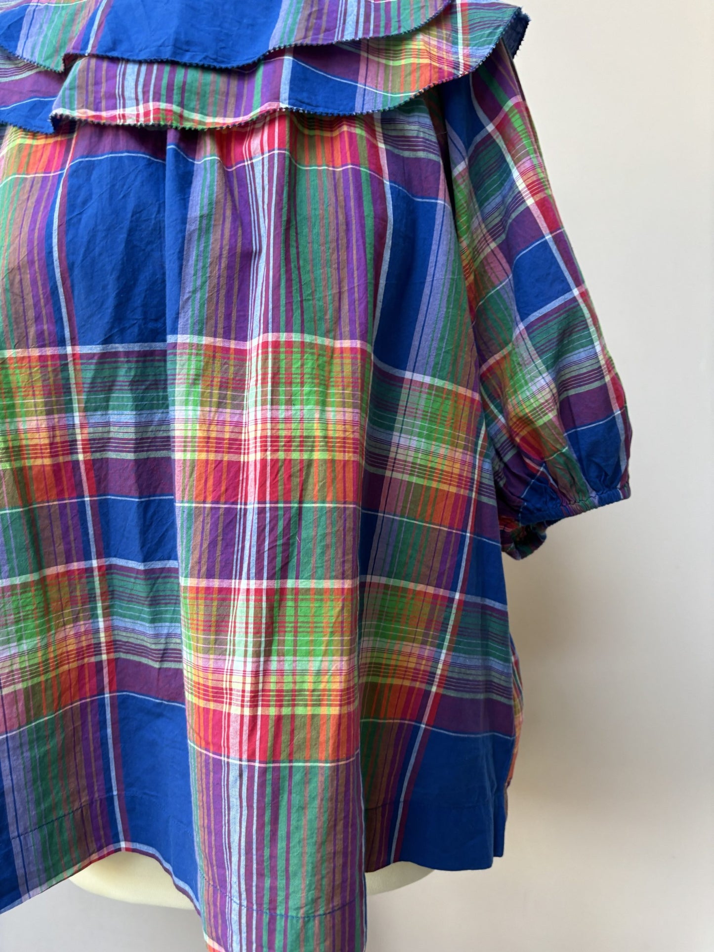 Colourful oversized collar top size 14