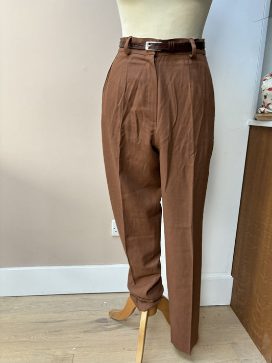 Vintage brown tailored trousers with belt size 8/10