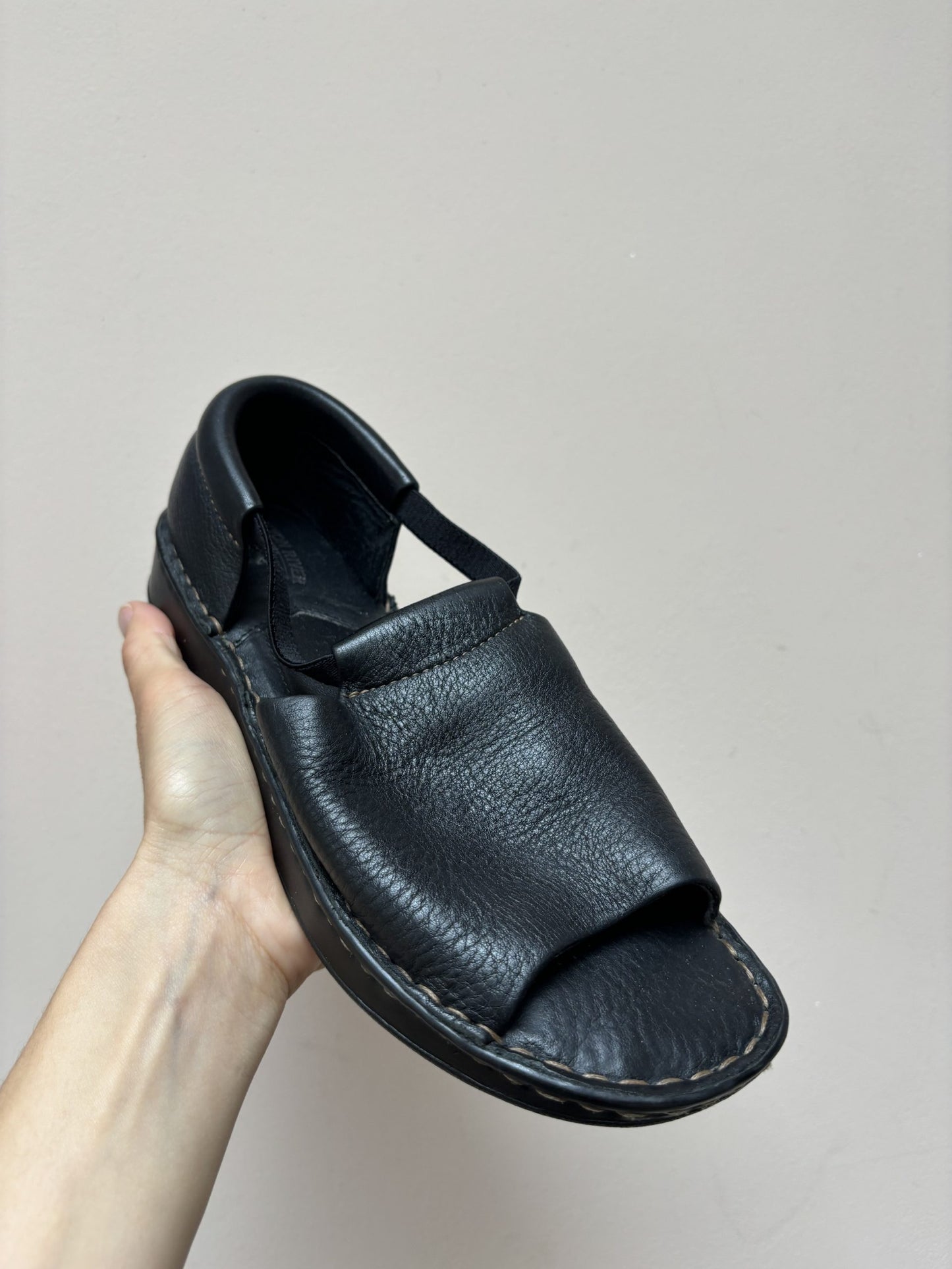 Black leather shoes size UK5