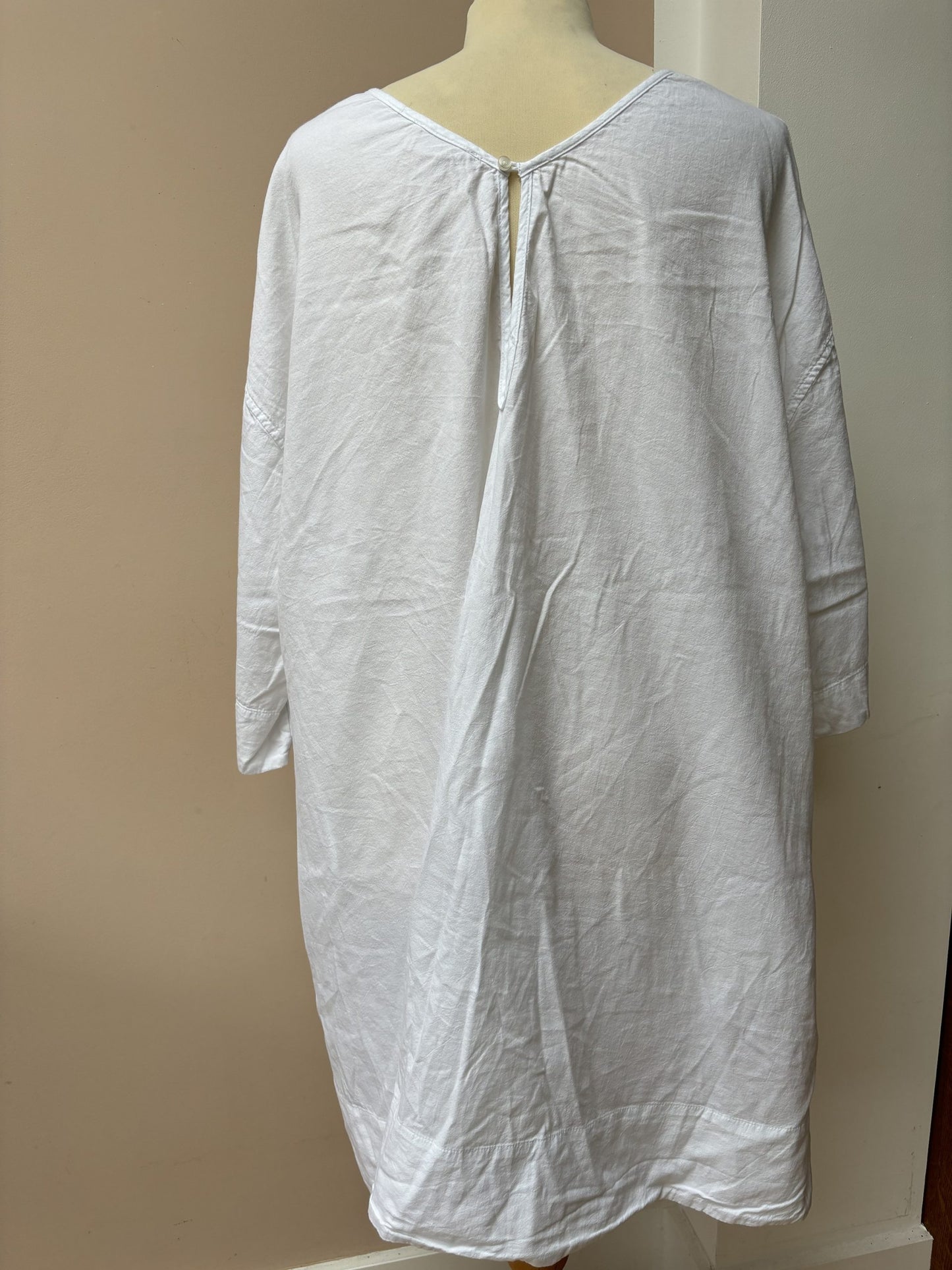 White cotton dress with pockets size S