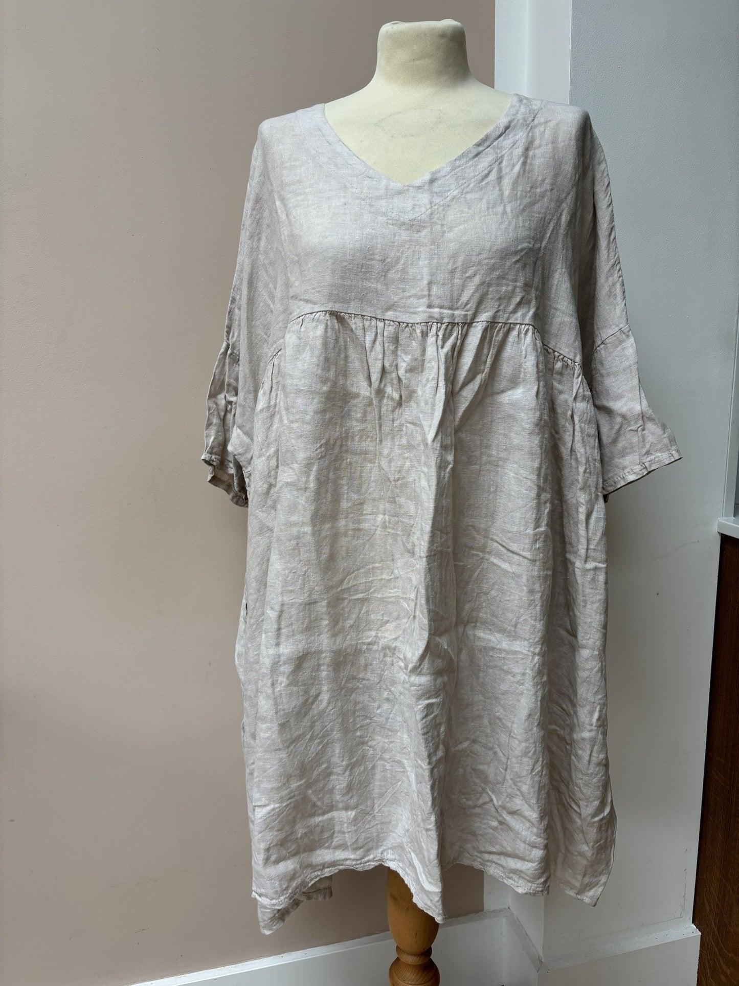 Linen pale pink dress size Large