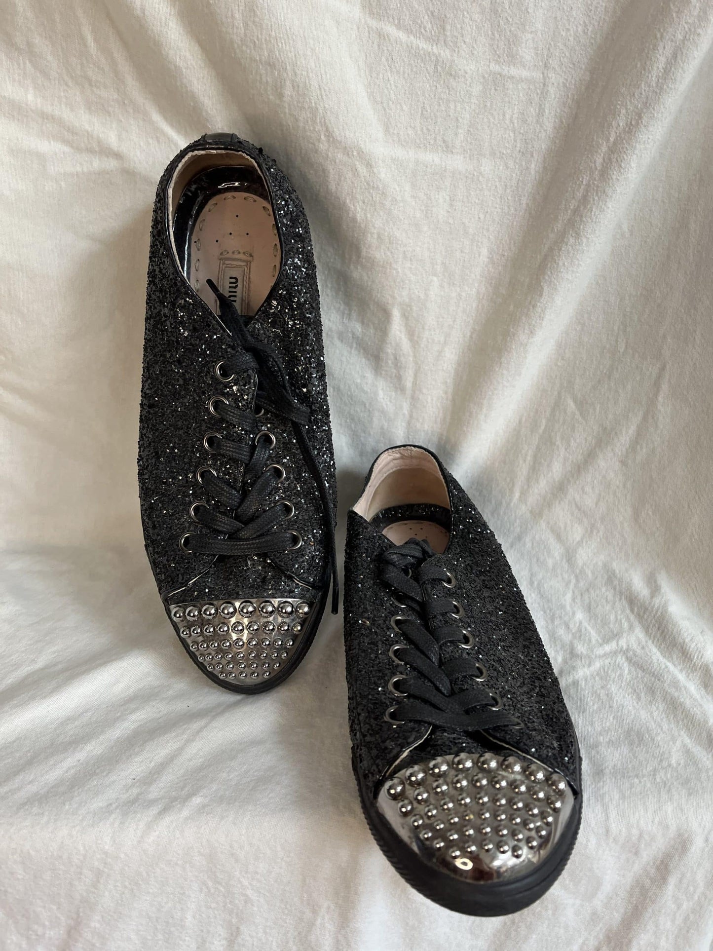 Miu Miu glitter stud shoes size UK4