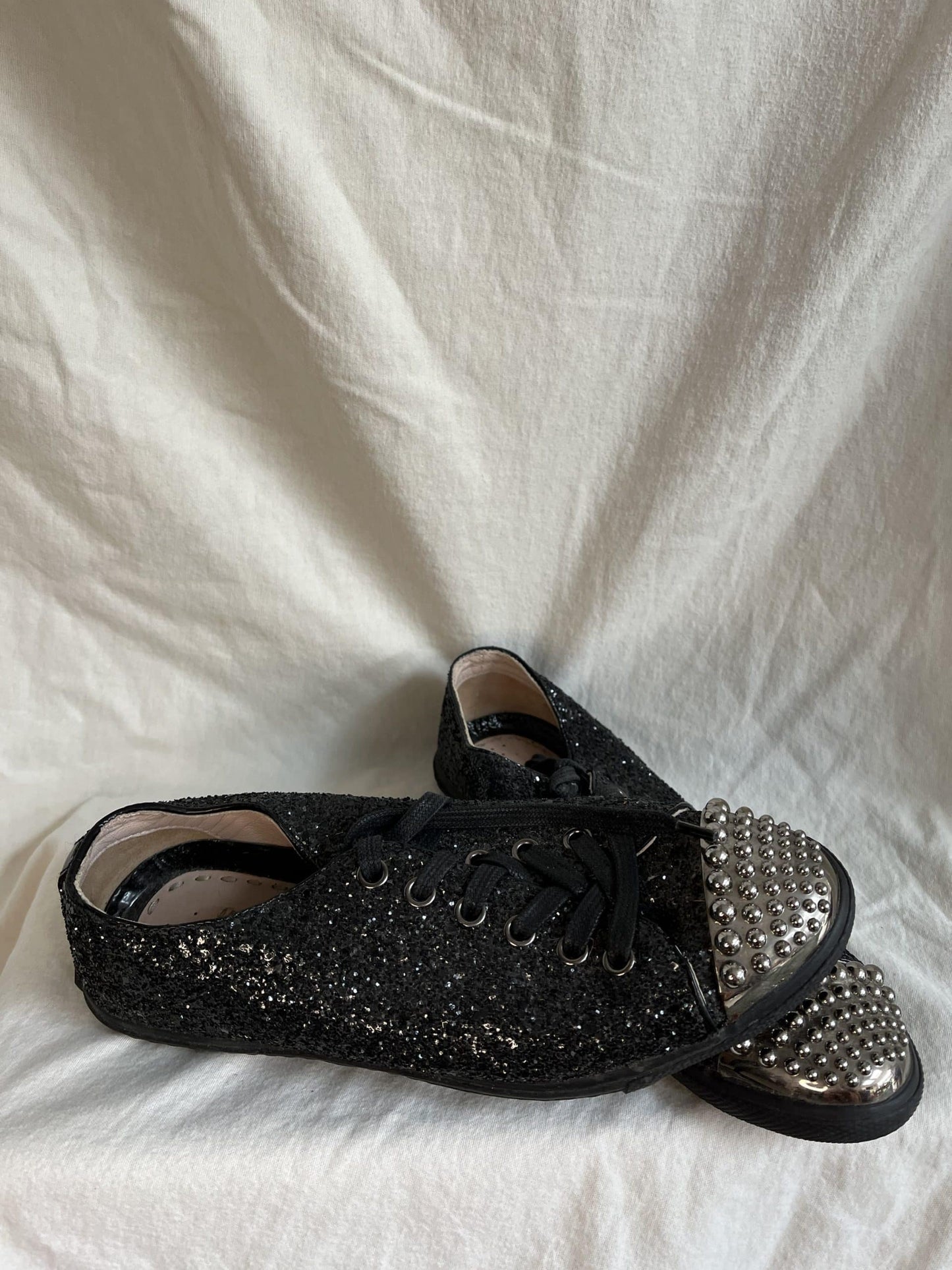 Miu Miu glitter stud shoes size UK4