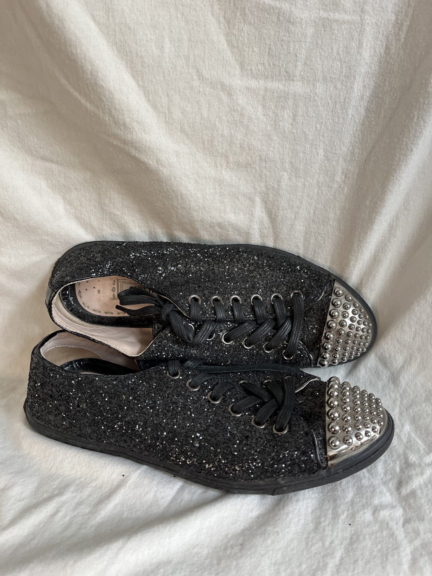 Miu Miu glitter stud shoes size UK4