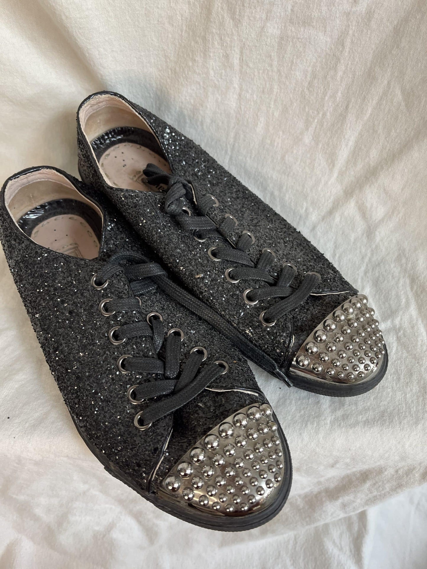 Miu Miu glitter stud shoes size UK4