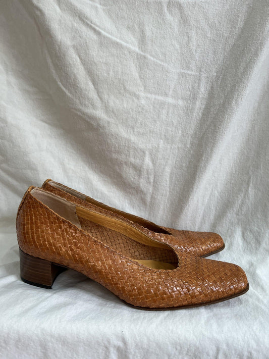 Woven leather vintage shoes uk4