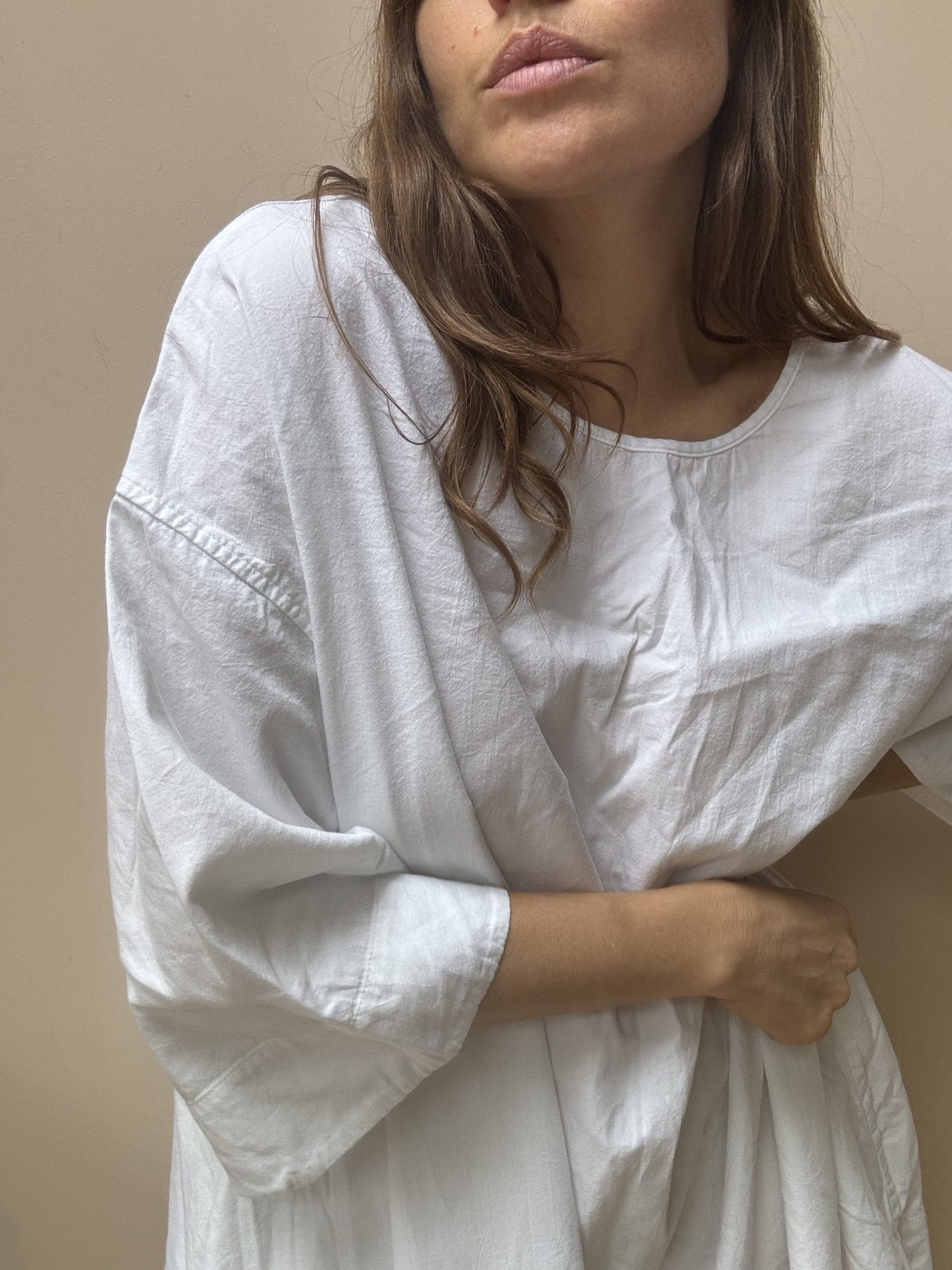 White cotton dress with pockets size S