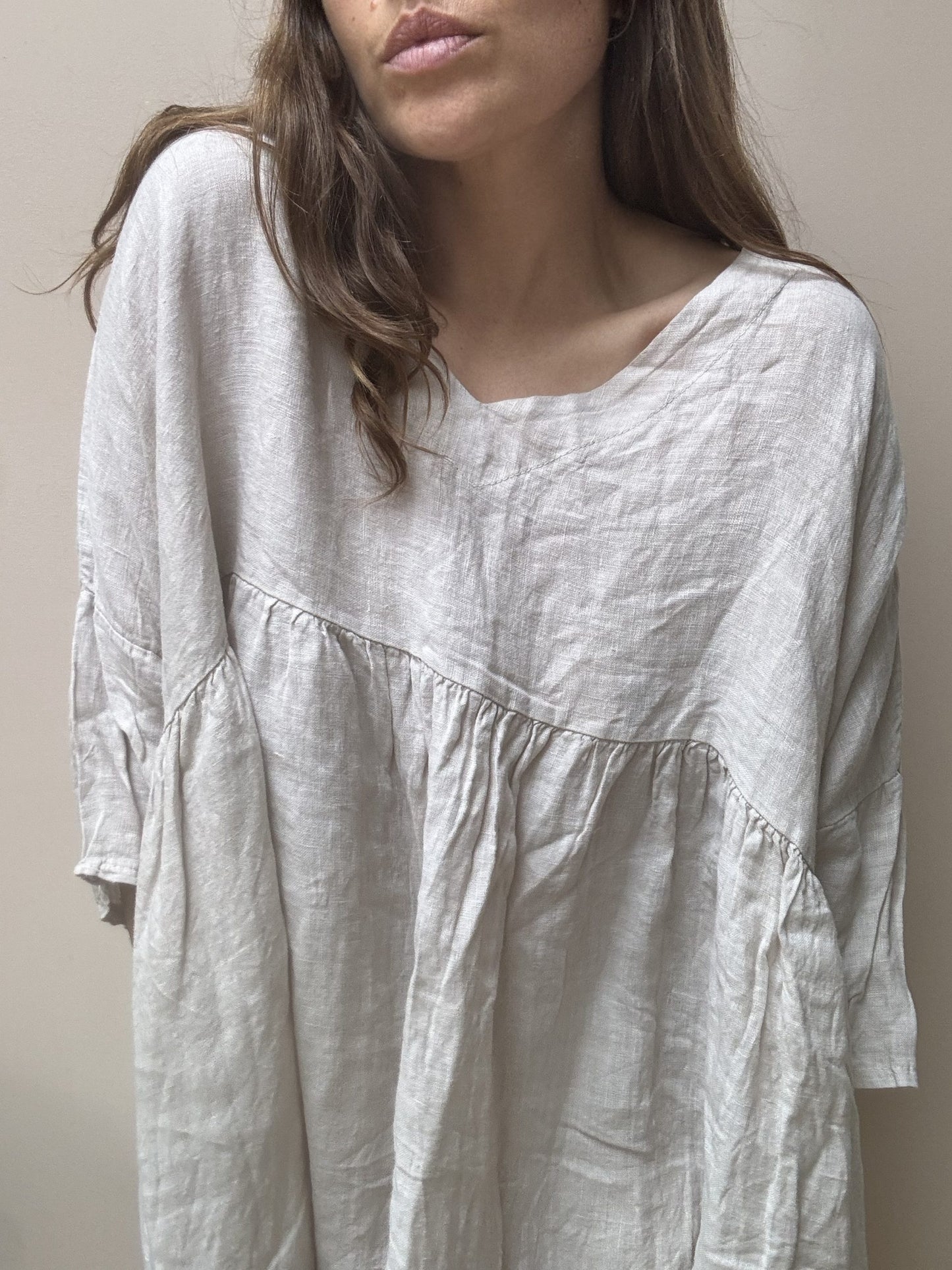 Linen pale pink dress size Large