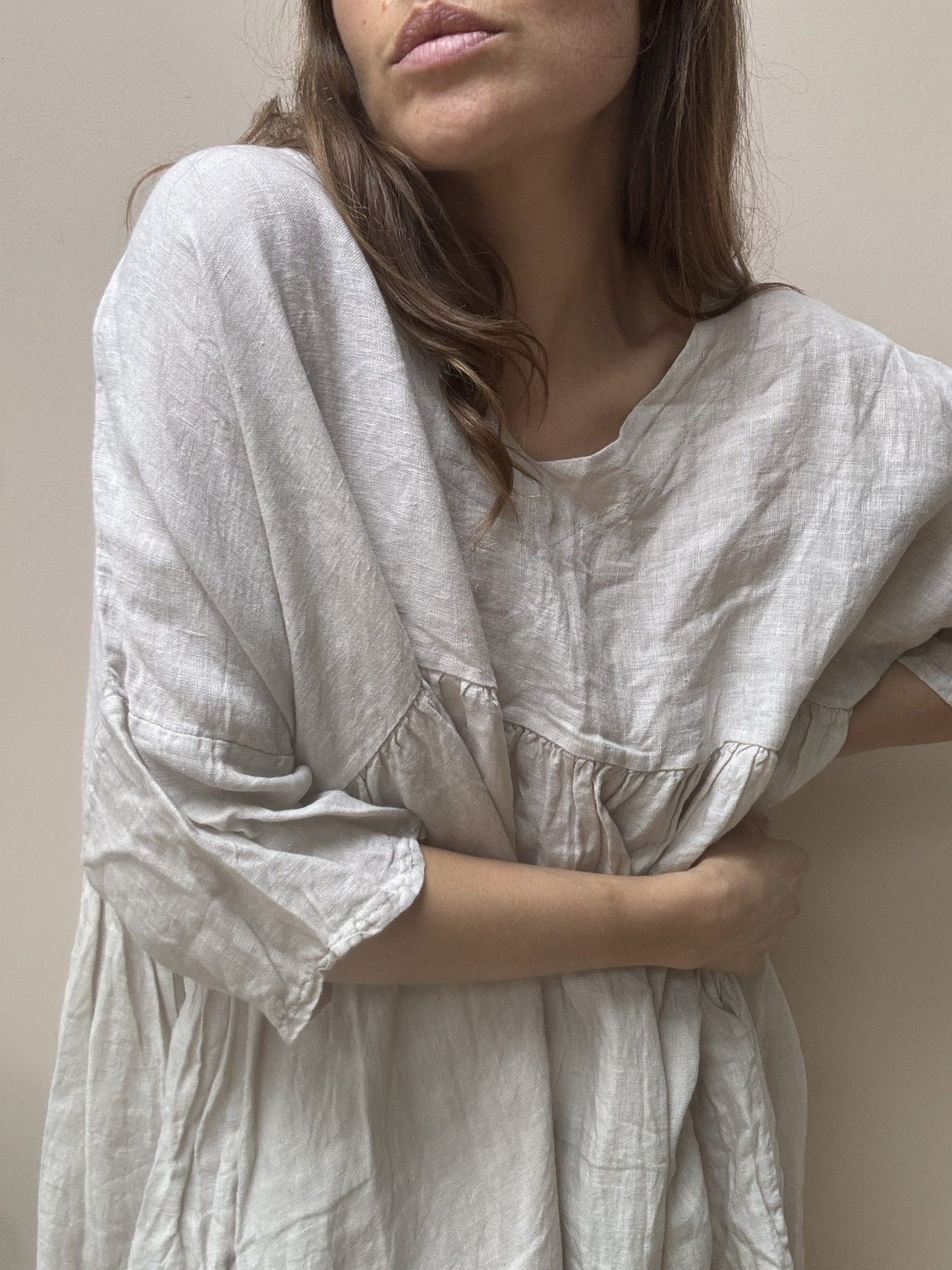 Linen pale pink dress size Large