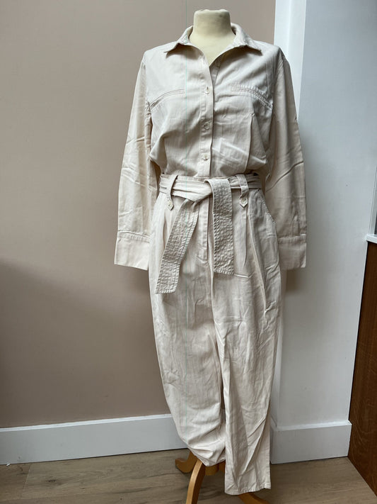 Cream jumpsuit with tie waist size M