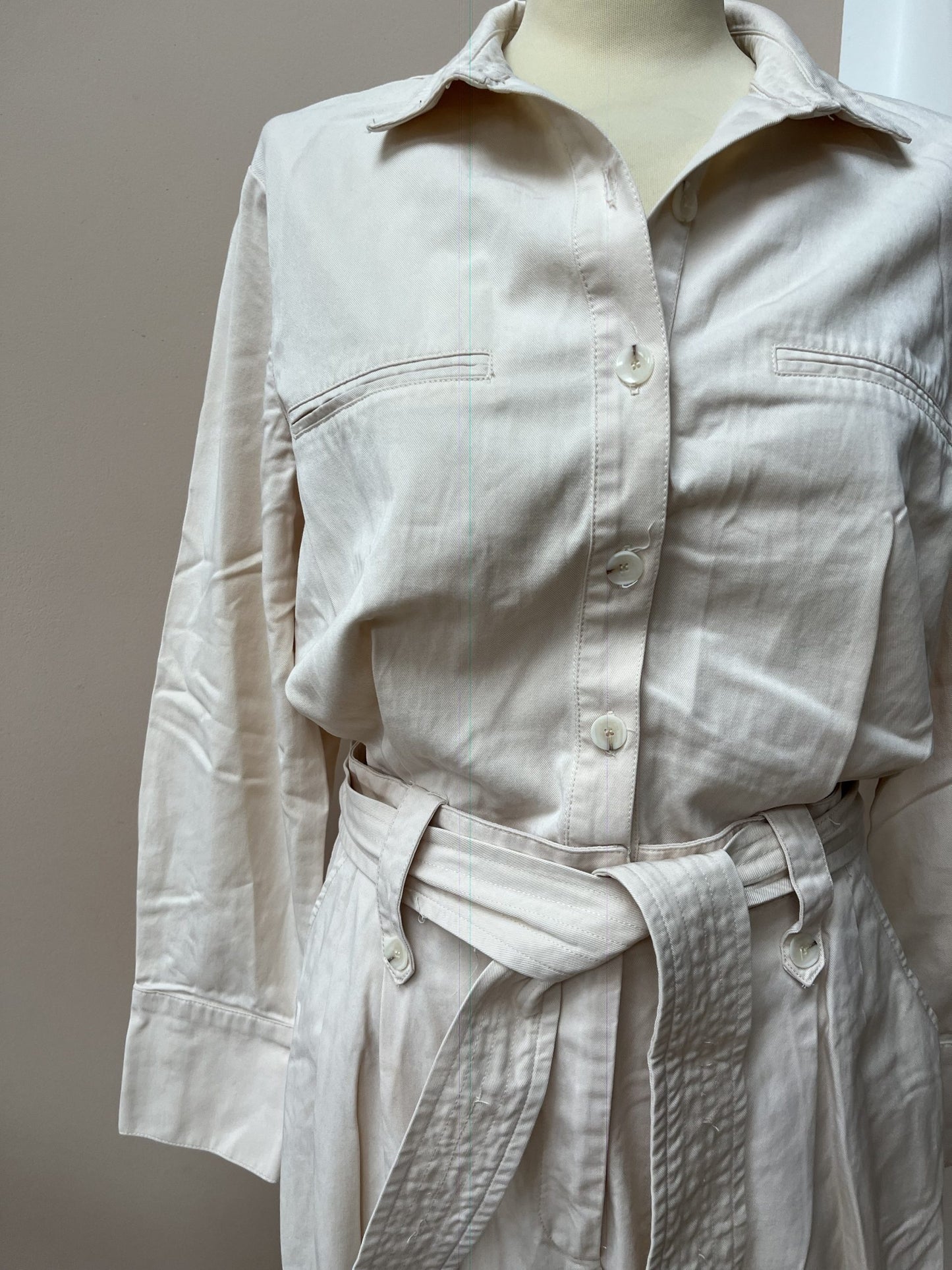 Cream jumpsuit with tie waist size M