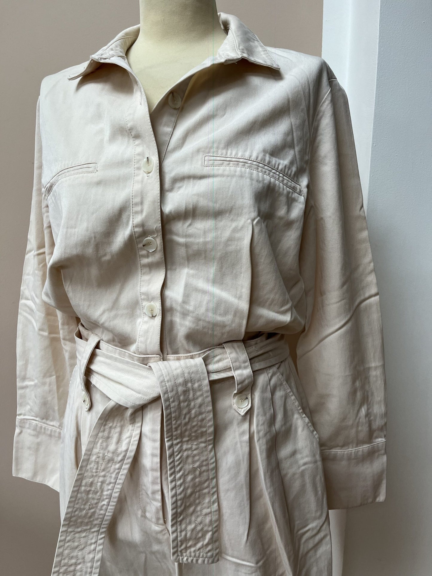 Cream jumpsuit with tie waist size M