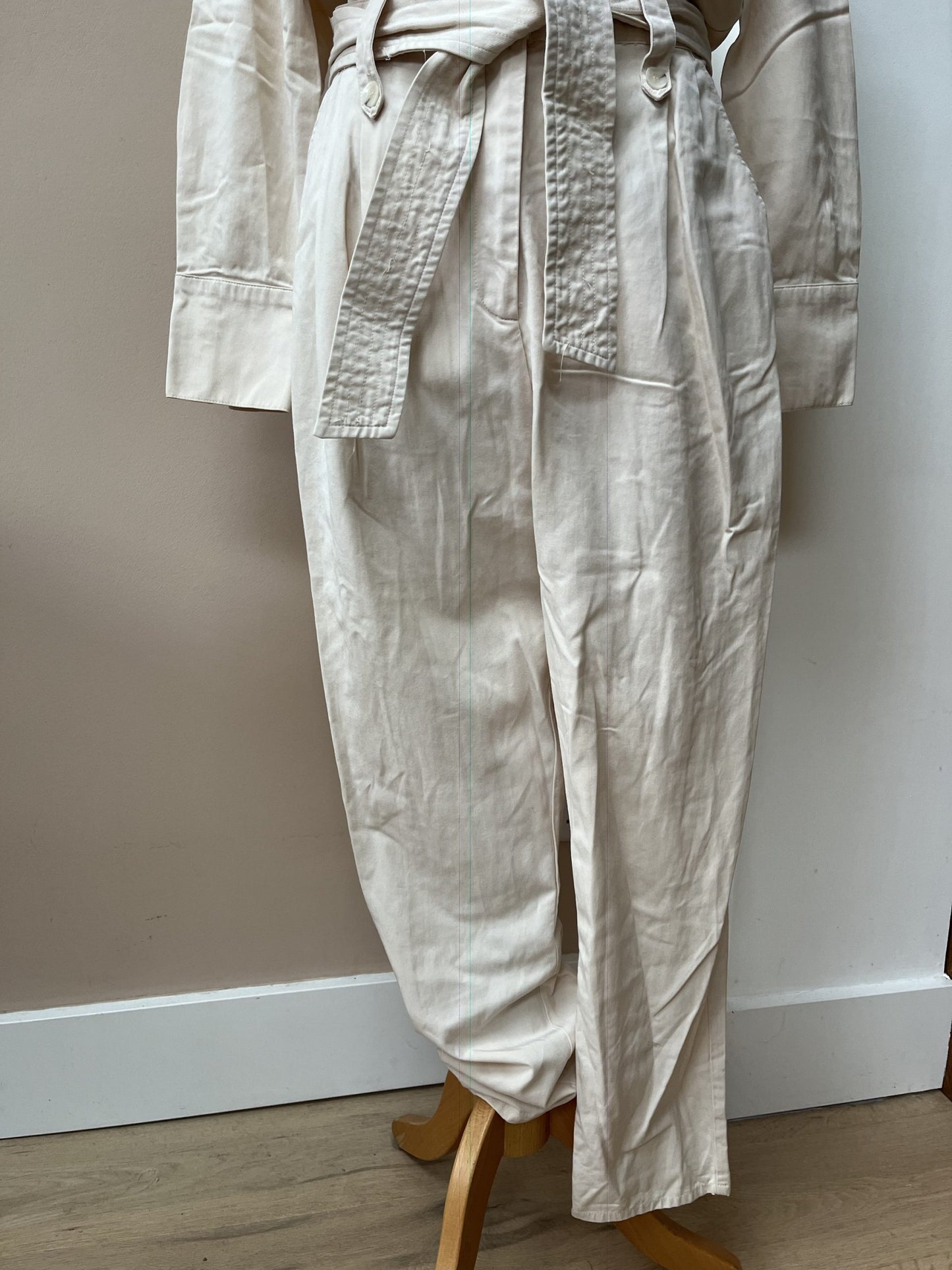 Cream jumpsuit with tie waist size M