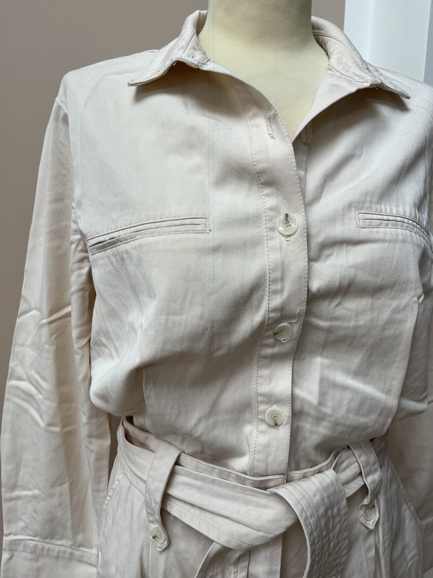 Cream jumpsuit with tie waist size M