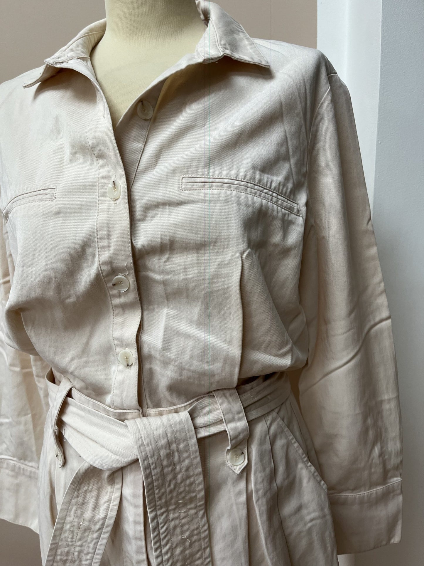 Cream jumpsuit with tie waist size M