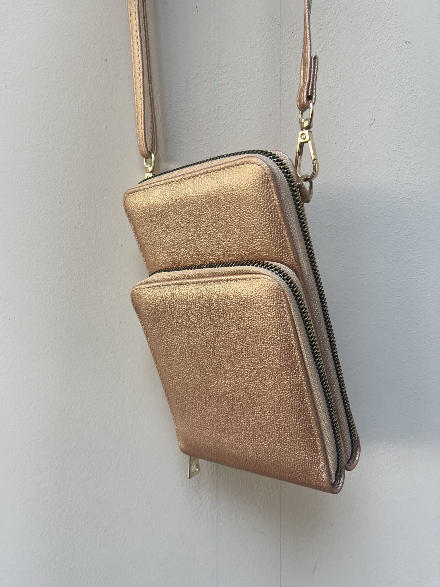 Rose gold cross body bag