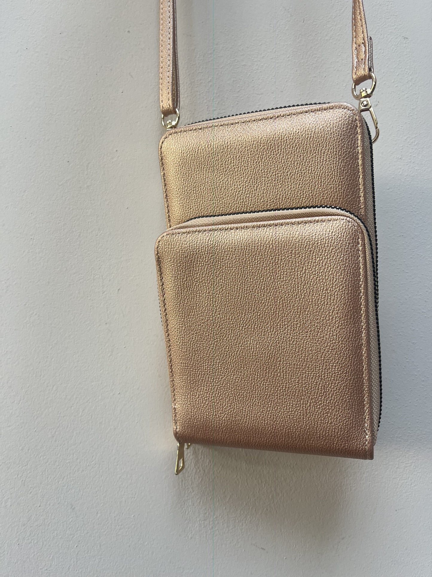 Rose gold cross body bag
