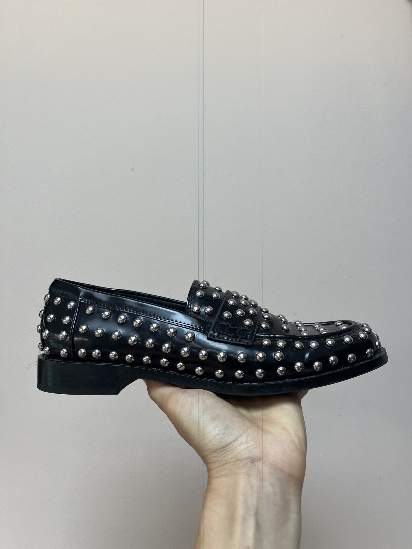 Patent studded loafers UK5