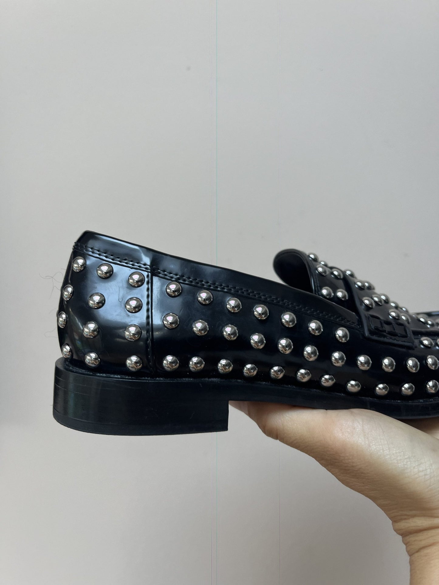 Patent studded loafers UK5