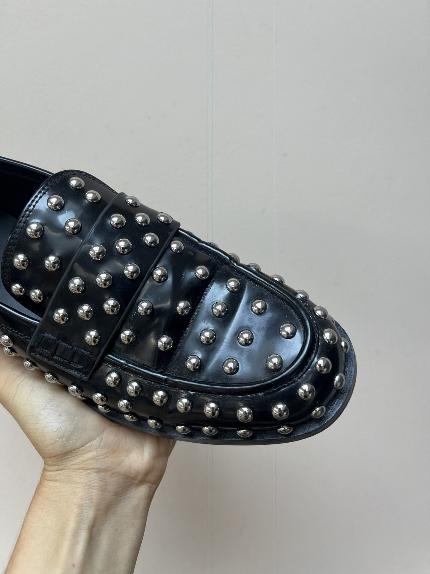 Patent studded loafers UK5