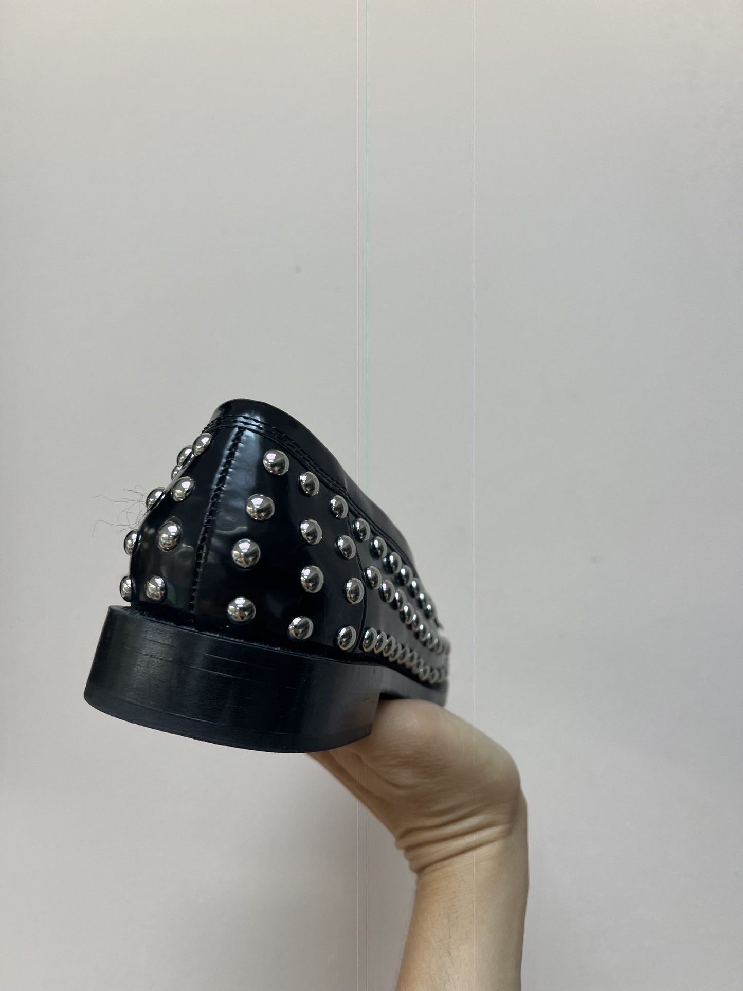 Patent studded loafers UK5